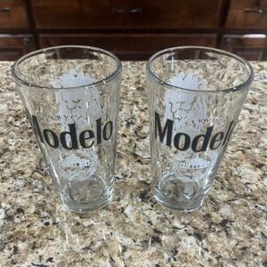New - Modelo Branded Beer Glass - Set of 2